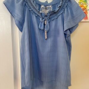 Cupio Light Blue Smocked Blouse